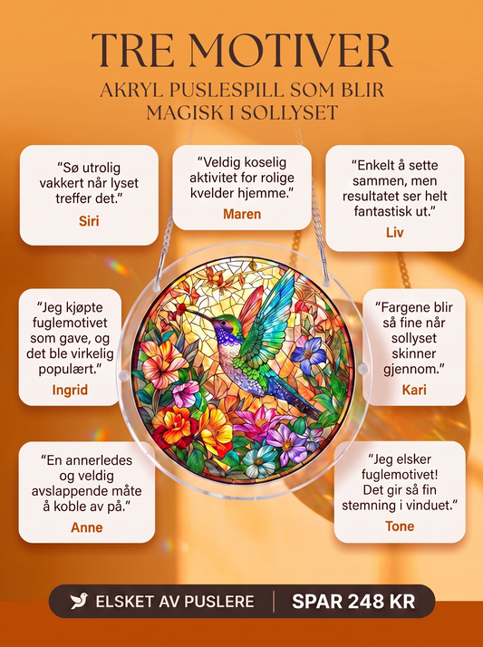 Selvgjort Solfangerpuslespill i glassmaleri